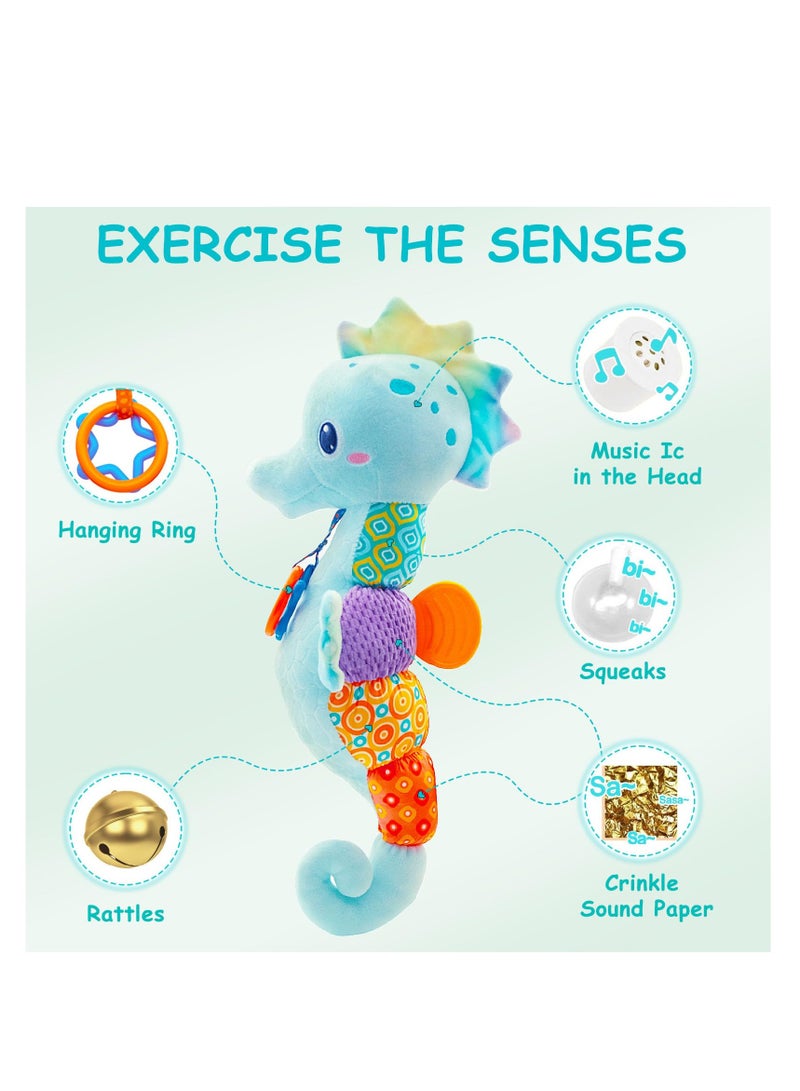 SYOSI Plush Musical Toys, Cute Stuffed Animal Infant Toys with Light & Sounds, Multi-Textures & Rattles, Baby Stuffed Wobble Musical Toy, Roly-Poly Sensory Toy Birthday Gift for Newborn Boys & Girls - Image 2