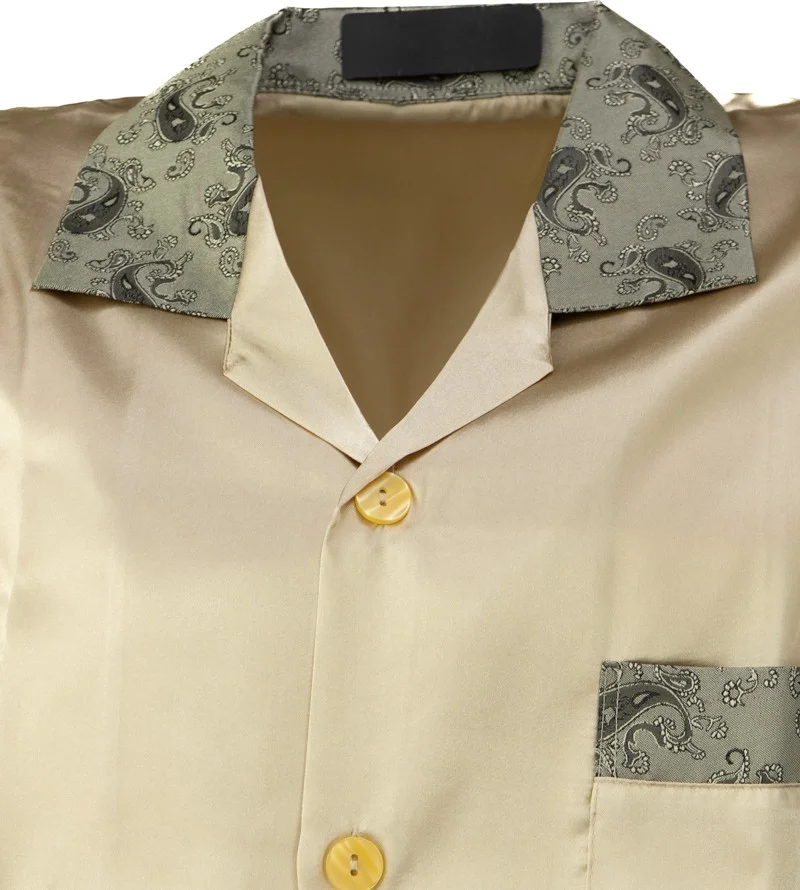 Oppland Men's Stylish Classic Model Pajama Set Premium Satin Fabric Unique Model Pocket Full Pattern