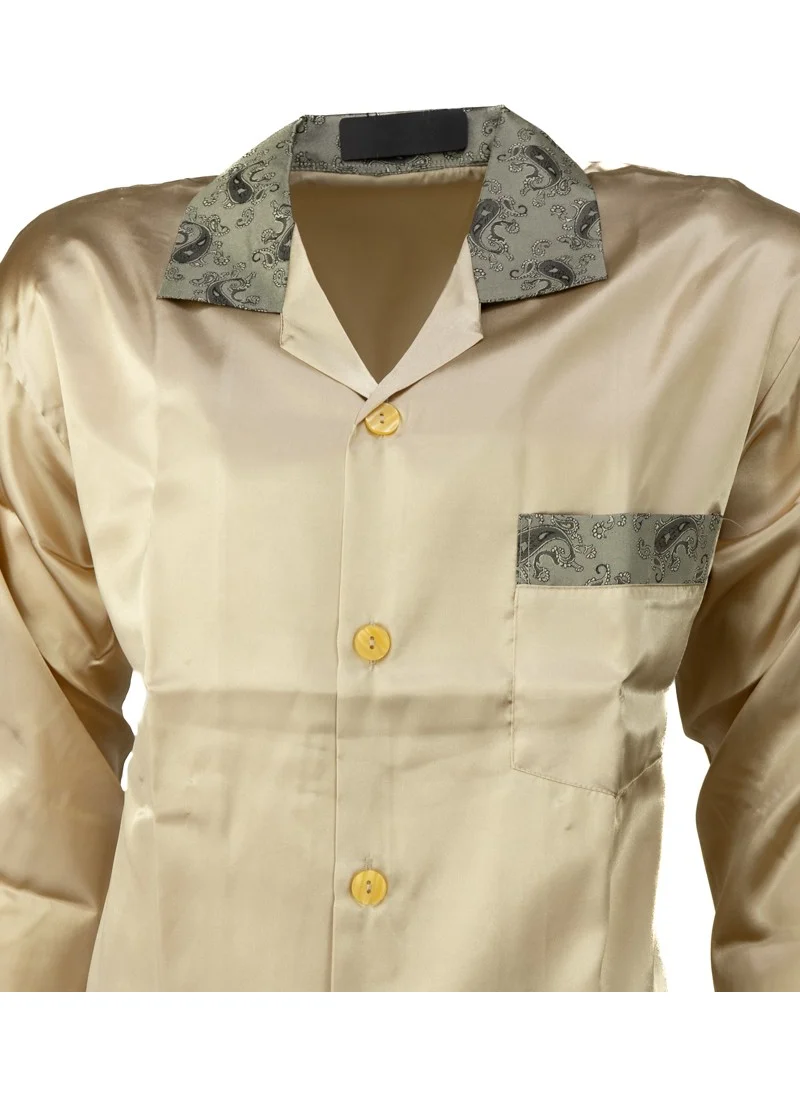 Oppland Men's Stylish Classic Model Pajama Set Premium Satin Fabric Unique Model Pocket Full Pattern
