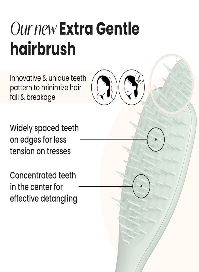 Tangle Teezer Extra Gentle Detangler Hair Brush, with Fewer Bristles for Gentle & Effective Detangling to Minimize Hair Loss & Breakage, Eucalyptus Green - Image 2