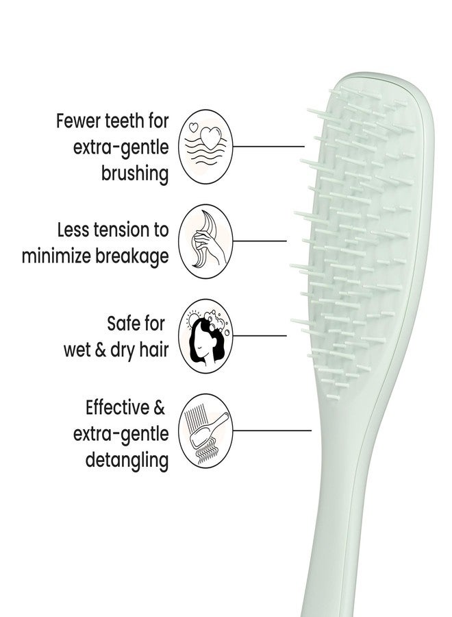Tangle Teezer Extra Gentle Detangler Hair Brush, with Fewer Bristles for Gentle & Effective Detangling to Minimize Hair Loss & Breakage, Eucalyptus Green - Image 4