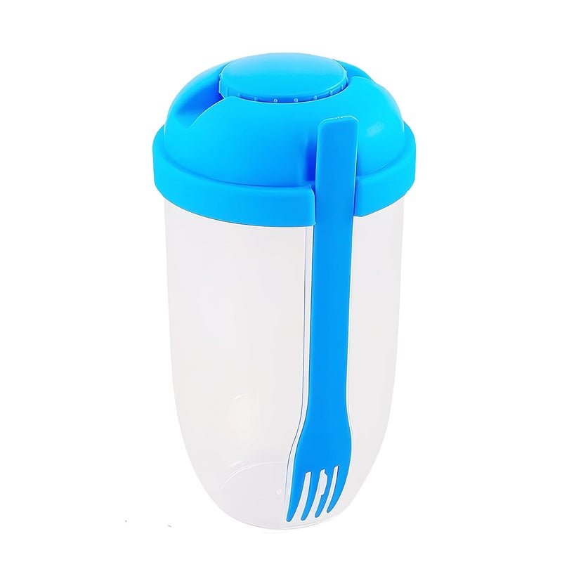 Oblivion Portable Creative Fresh Salad Cup with Fork Sauce Picnic Bento Food Box Girl Fat Reduction CupSalad Portable Cup Suitable for Fitness Exercise Fat Loss Blue - Image 1