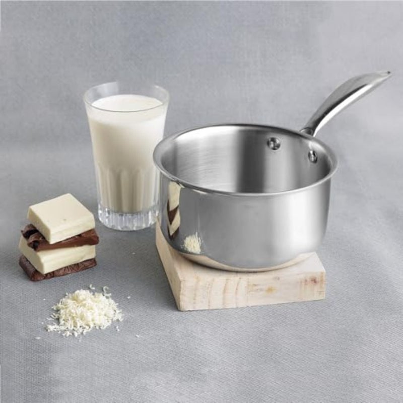 Tea/Milk/Chai Pan for home and commercial use, platinum triply stainless steel, silver, even heat distribution and induction/gas compatibility - Image 2