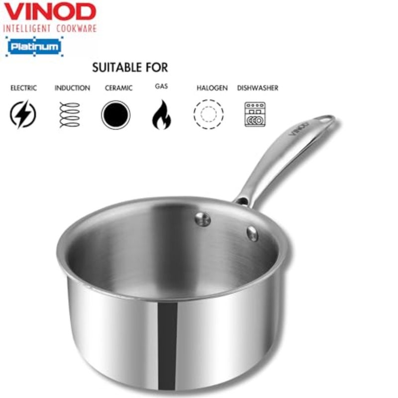 Tea/Milk/Chai Pan for home and commercial use, platinum triply stainless steel, silver, even heat distribution and induction/gas compatibility - Image 4