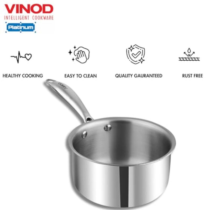 Tea/Milk/Chai Pan for home and commercial use, platinum triply stainless steel, silver, even heat distribution and induction/gas compatibility - Image 5
