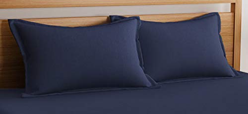 OPTRA - Solid Color 100% Soft and Premium Microfibre Solid Double Bedsheet with 2 Pillow Covers Size 230 cm x 228 cm, Navy Blue - Image 2