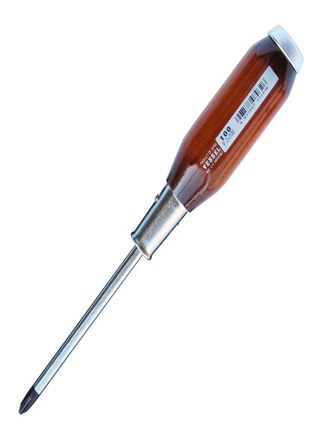 VESSEL Genuine Wood Handle Tang-Thru Screwdriver +2x100 (4") No.100 100P2100 Made in Japan by VESSEL - Image 2