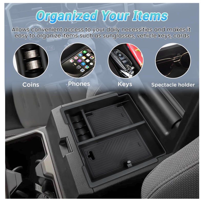 Sinminou Center Console Organizer Compatible with 2025-2026 Toyota 4Runner (6th Gen) Interior Accessories, Armrest Organizer Tray Insert with Hidden Storage Box for Coin and Sunglasses - Image 5