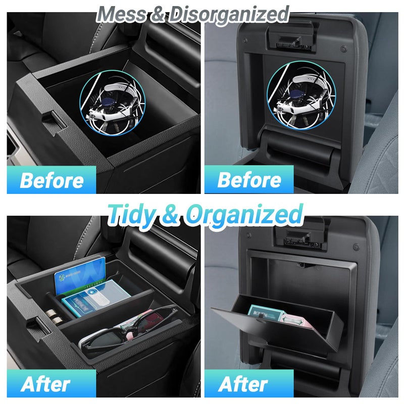 Sinminou Center Console Organizer Compatible with 2025-2026 Toyota 4Runner (6th Gen) Interior Accessories, Armrest Organizer Tray Insert with Hidden Storage Box for Coin and Sunglasses - Image 3