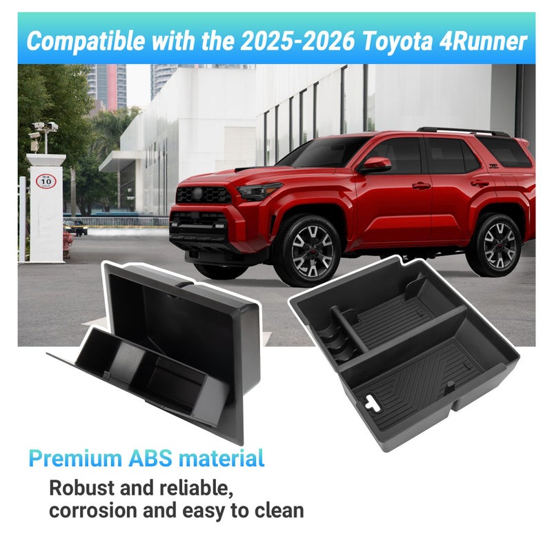 Sinminou Center Console Organizer Compatible with 2025-2026 Toyota 4Runner (6th Gen) Interior Accessories, Armrest Organizer Tray Insert with Hidden Storage Box for Coin and Sunglasses - Image 2