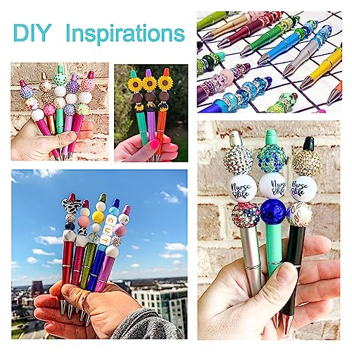 BB Beadthoven Beadthoven 20pcs Plastic Beadable Pen, Bead Ballpoint Pen Shaft Black Ink Bead Pens for DIY Pen Decorations Supplies Office School (Black) - Image 5