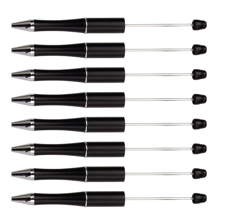 BB Beadthoven Beadthoven 20pcs Plastic Beadable Pen, Bead Ballpoint Pen Shaft Black Ink Bead Pens for DIY Pen Decorations Supplies Office School (Black) - Image 1