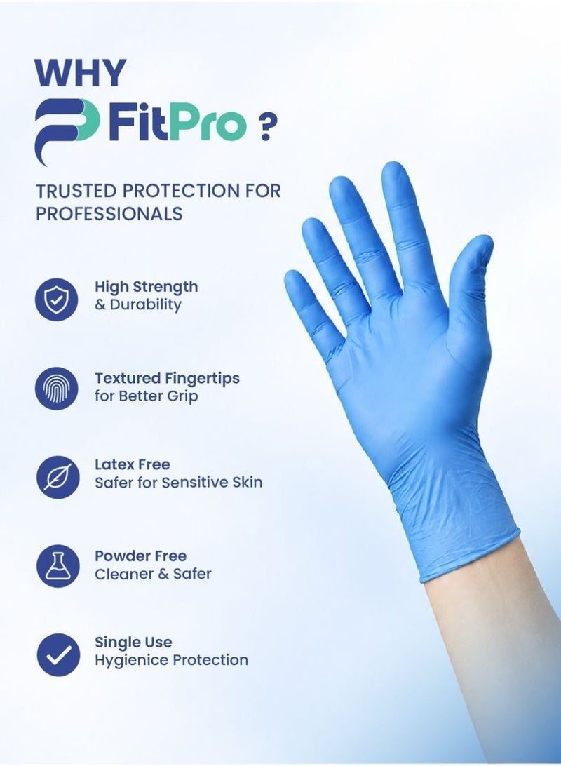 FitPro Nitrile Examination Gloves - Powder Free - 100 pcs - Blue - Image 5
