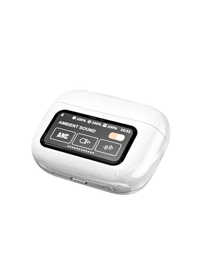 Bukela AI Translation Earphones, Support English Arabic Translation, Equipped with LED Smart Touch Screen, Active Noise Cancellation, Long Battery Life Playback Time - White - Image 3