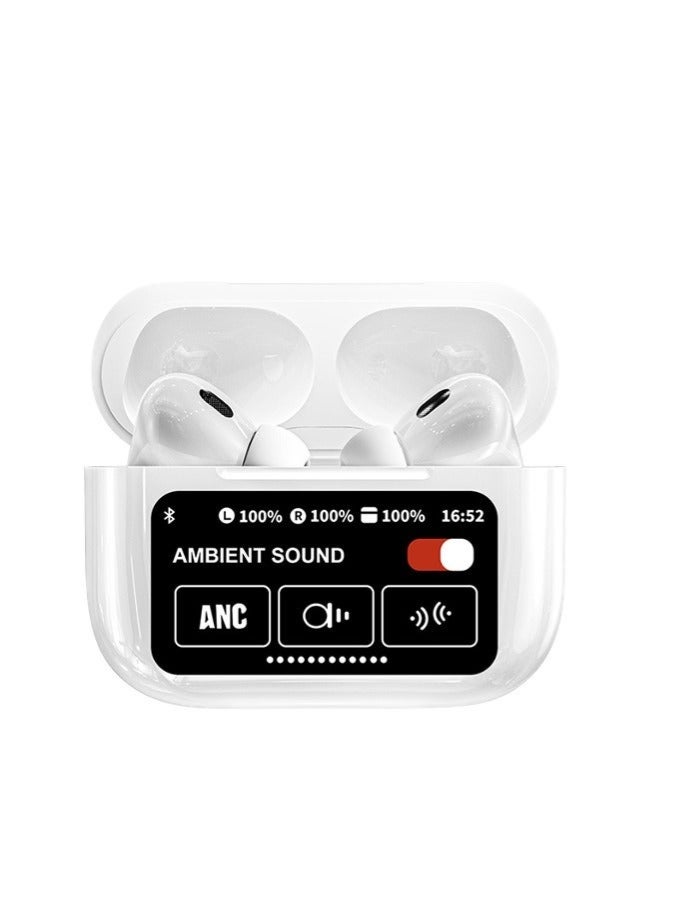 Bukela AI Translation Earphones, Support English Arabic Translation, Equipped with LED Smart Touch Screen, Active Noise Cancellation, Long Battery Life Playback Time - White - Image 2