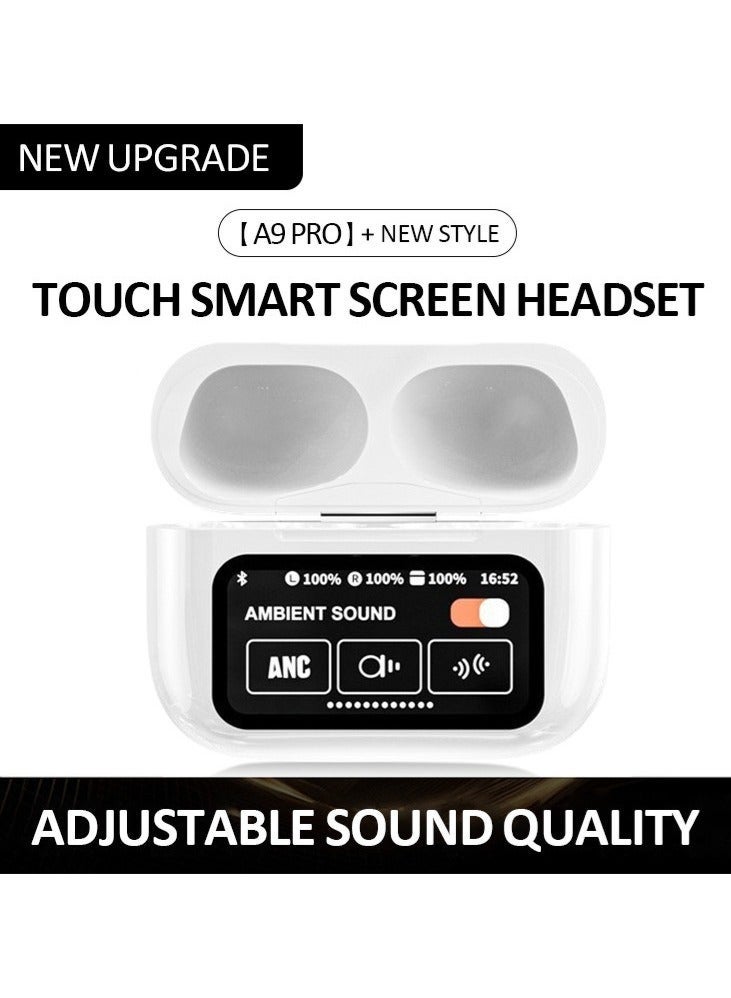 Bukela AI Translation Earphones, Support English Arabic Translation, Equipped with LED Smart Touch Screen, Active Noise Cancellation, Long Battery Life Playback Time - White - Image 5