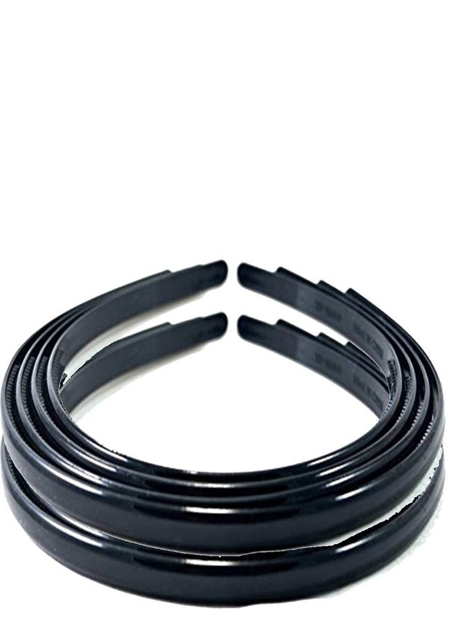 Starlinks Fancy Plastic Elastic Hair Bands Wavy Hair Comb Black colour Headband Teeth Comb Shine Matte Hairband Hoop Hair Accessories For Girls, Women (Size- 12.0 mm, Black Set Of 6) - Image 1