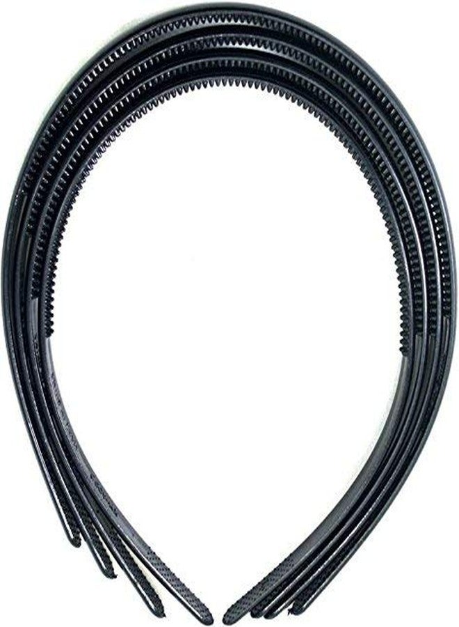 Starlinks Fancy Plastic Elastic Hair Bands Wavy Hair Comb Black colour Headband Teeth Comb Shine Matte Hairband Hoop Hair Accessories For Girls, Women (Size- 12.0 mm, Black Set Of 6) - Image 2