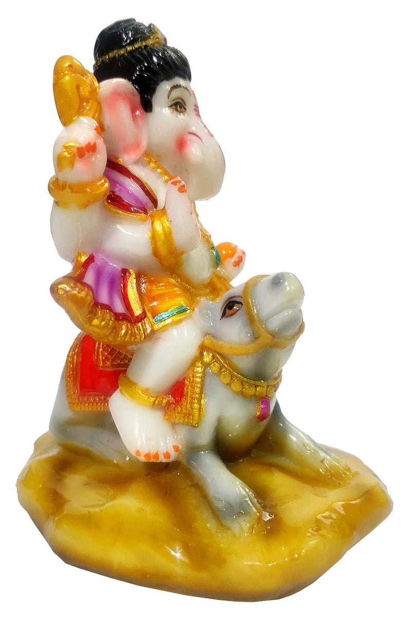 Purpledip Resin Idol: Ganesh On His Vahan Mount, Mouse Mooshak (12393) - Image 3