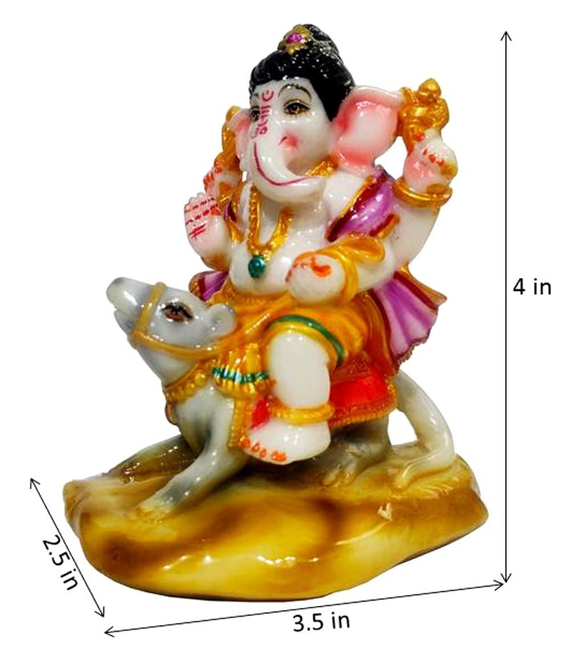 Purpledip Resin Idol: Ganesh On His Vahan Mount, Mouse Mooshak (12393) - Image 4