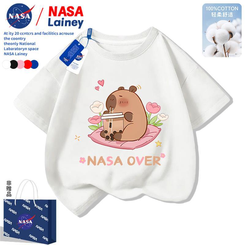 Nasa Kidsren'S Kapibara Short-Sleeved T-Shirt 2025 Style Cute Cotton Cartoon Tops For Boys And Girls - Image 2