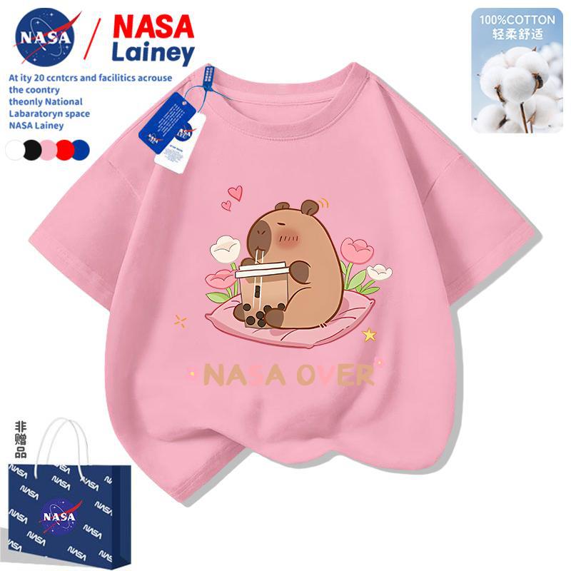 Nasa Kidsren'S Kapibara Short-Sleeved T-Shirt 2025 Style Cute Cotton Cartoon Tops For Boys And Girls - Image 3