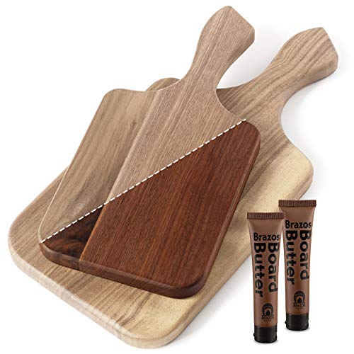 Brazos Home Dark Walnut Wood Cutting Board for Kitchen, 2 Pack, Chopping Board, Wood Cheese Board, Unseasoned, Includes Brazos Board Butter, Ideal for Serving or Chopping, Small and Medium Bundle - Image 2