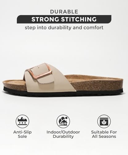 Project Cloud Genuine Leather Sandals Women Dressy Summer Beach Essentials - Flip Flops & Slides with Memory Foam Insole Womens Sandals Comfortable Footwear (Ibiza, Nude, 7.5) - Image 2