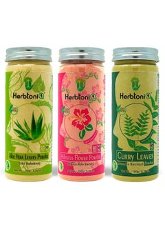 Herbtoniq 100% Natural Aloevera Leaves Hibiscus And Curry Leaves Powder For Hairfall Hair Care Regimens (450 Gram)  - Image 2