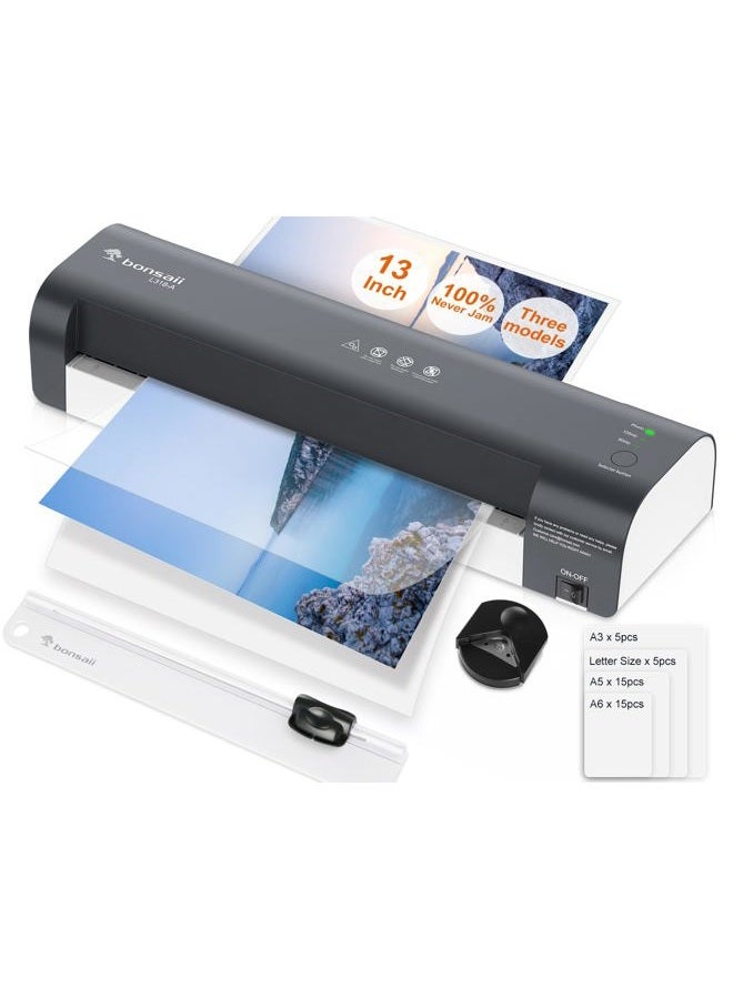 Bonsaii Laminator, 13 Inch 4-in-1 Thermal Laminator Machine with Never Jam Technology. Safe and Reliable Laminator with 40 Laminting Sheets for Home, Office, and Classroom Organization Supplies - Image 1