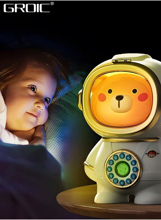 GROIC Space Bear Electronic Bank Toys, Mini ATM Toys, Safe Coin Banks Money Saving Toys with Personal Password & Fingerprint Unlocking & Music and Night Light, Best Toy Gifts for Kids  - Image 3