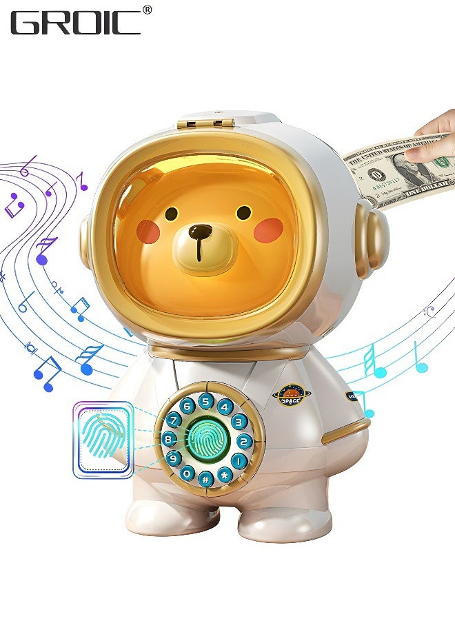 GROIC Space Bear Electronic Bank Toys, Mini ATM Toys, Safe Coin Banks Money Saving Toys with Personal Password & Fingerprint Unlocking & Music and Night Light, Best Toy Gifts for Kids  - Image 1
