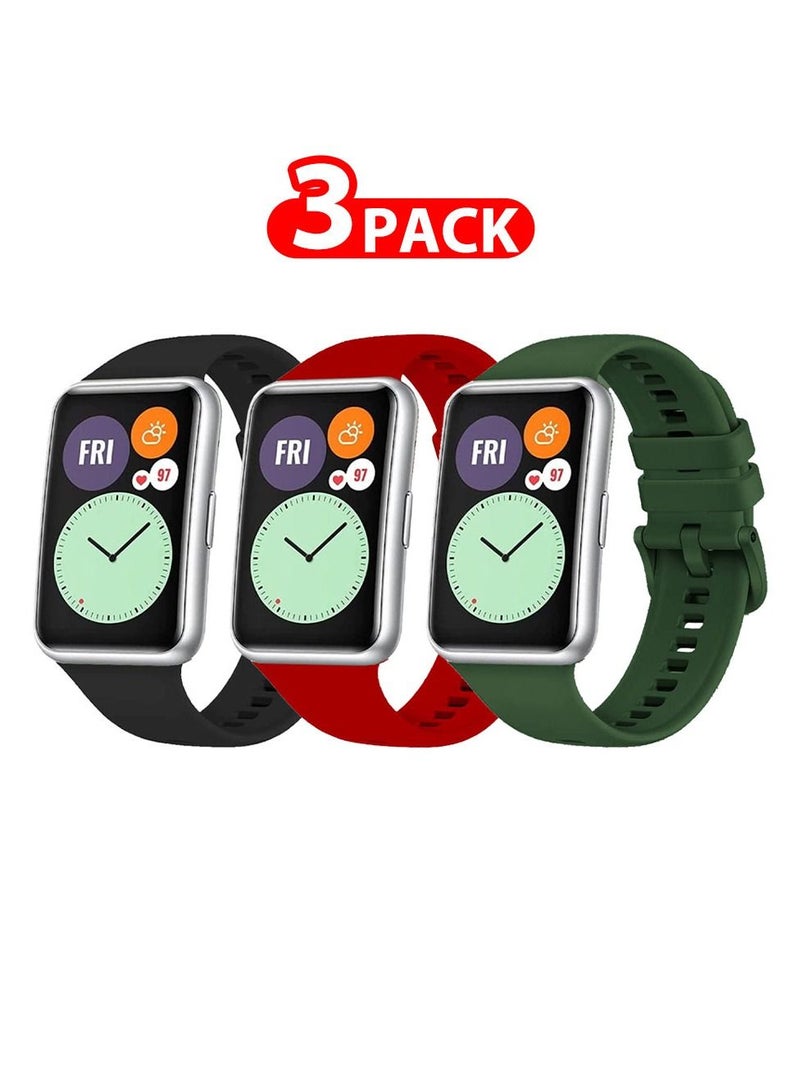 CATANES حزمة 3 لسوار سيليكون بديل لساعات هواوي فيت 2 بألوان متعددة 9 (متوافق فقط مع ساعة هواوي فيت 2) - Image 1