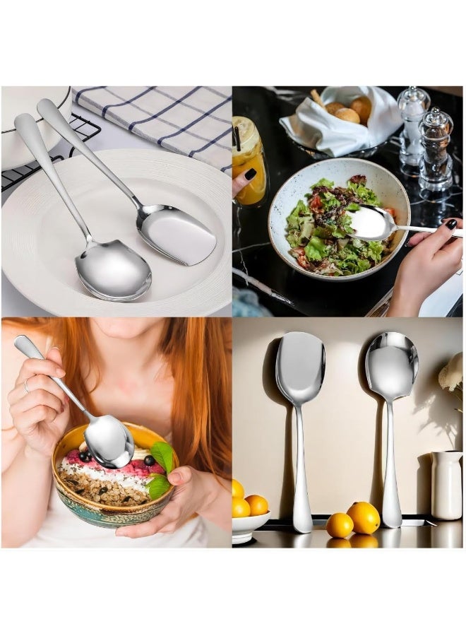 Stainless Steel Serving Spoons, 4Pcs 8.8" Large Spoons With Long Handles for Salad, Banquet, Buffet, Restaurant - Image 3