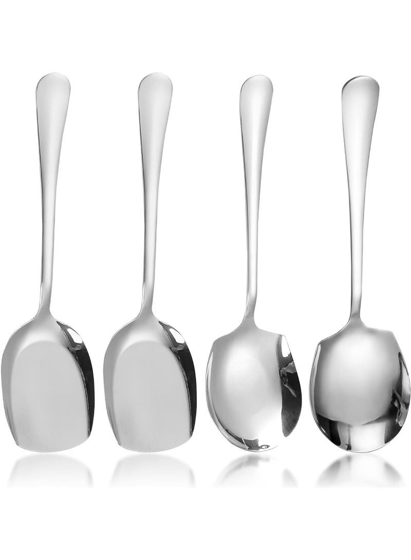 Stainless Steel Serving Spoons, 4Pcs 8.8" Large Spoons With Long Handles for Salad, Banquet, Buffet, Restaurant - Image 1