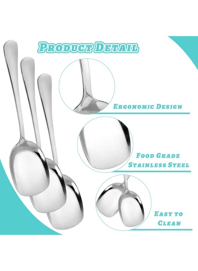 Stainless Steel Serving Spoons, 4Pcs 8.8" Large Spoons With Long Handles for Salad, Banquet, Buffet, Restaurant - Image 2