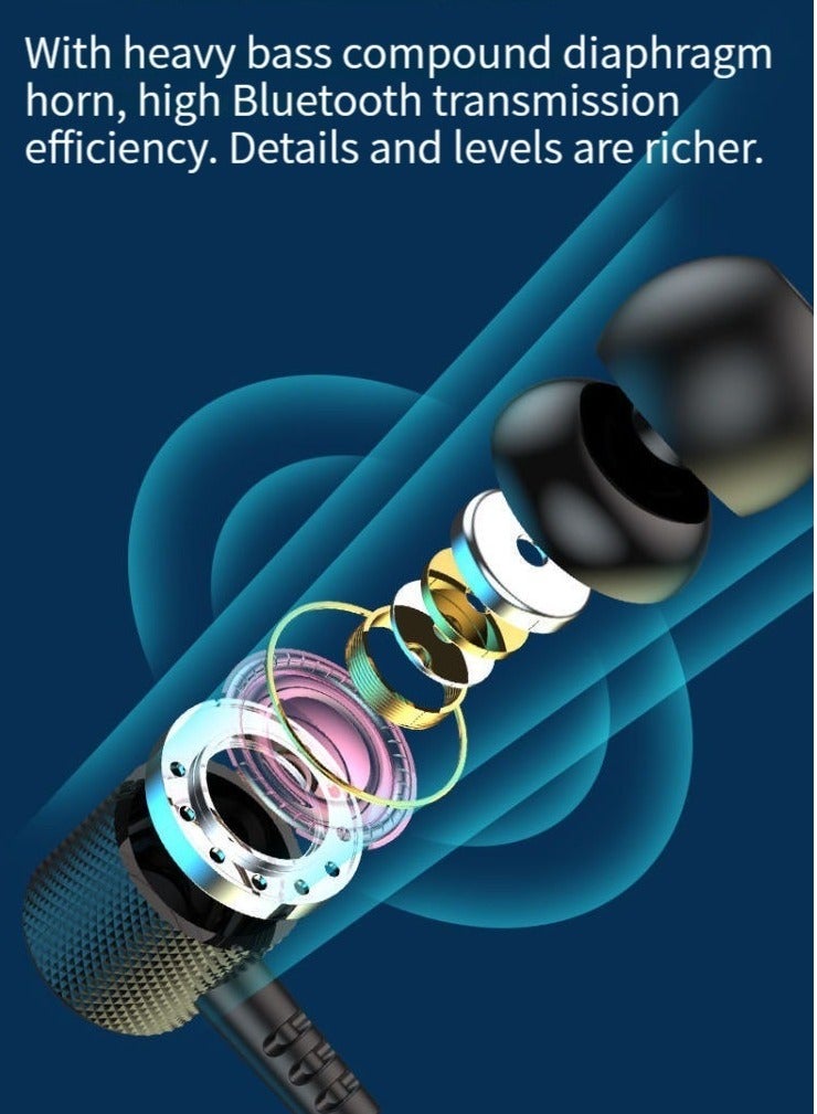 Wireless bluetooth sports earphones hanging neck type ultra long standby bluetooth music earphones blue - Image 5