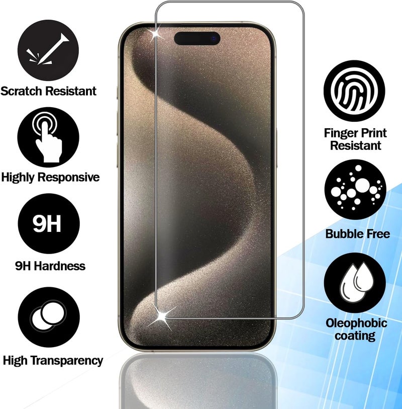 ريكنك واقي شاشة [3 عبوات] لهاتف iPhone 17 Pro Max، فيلم زجاج مقوى لواقي الشاشة، 0.33 مم [مضاد للخدش][مضاد للكسر][خالٍ من الفقاعات] - Image 2