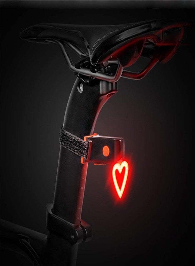 Maso Bike Taillights-USB Rechargeable Cycling Bicycle Tail Warning Light Rear Safety 5 Modes Waterproof Heart Shaped - Image 3
