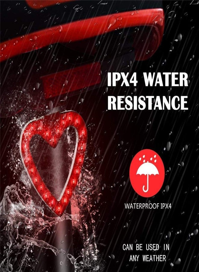 Maso Bike Taillights-USB Rechargeable Cycling Bicycle Tail Warning Light Rear Safety 5 Modes Waterproof Heart Shaped - Image 2