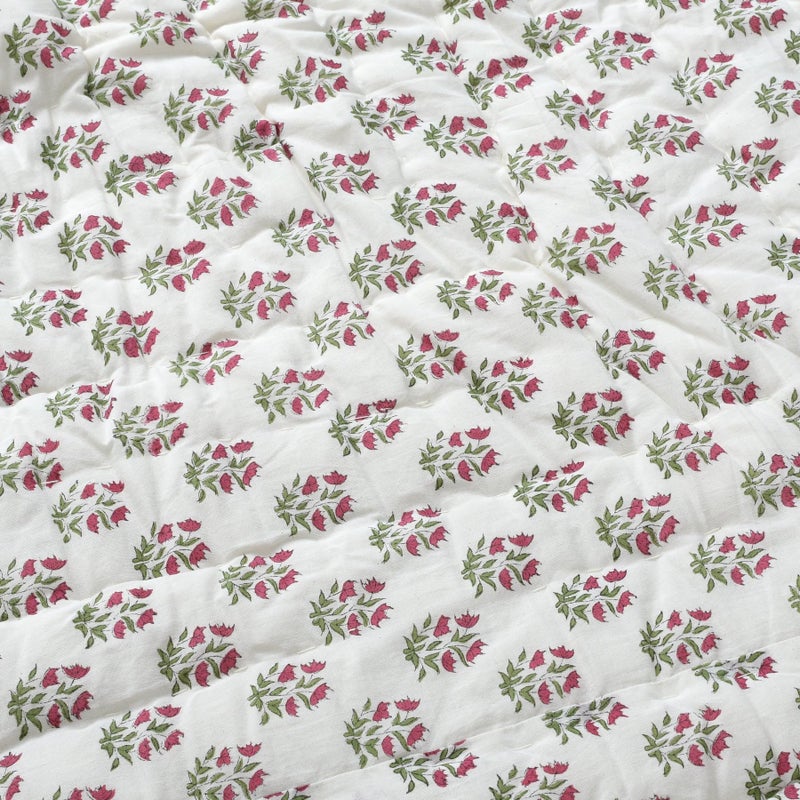 Ridhi Block Print Reversible Cozy Quilt Marmalade Red King 96" X 106" Lightweight Blanket for Sofa, Couch, Bed Soft Breathable Comforter Handmade Bedspread Duvet for Farmhouse, Home, Winter - Image 2