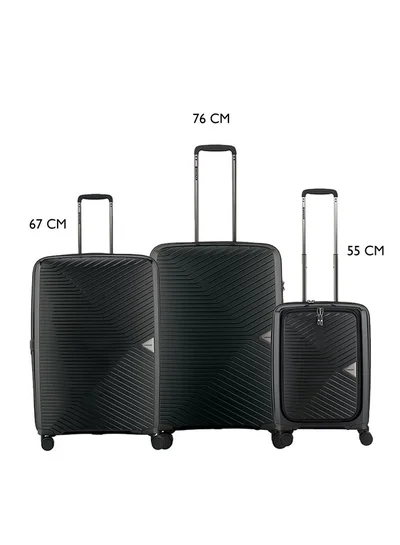 Wenger UltraLite 3 Piece 55+67+76cm Hardside Expandable Check-In Luggage Trolley Set Black - 612369