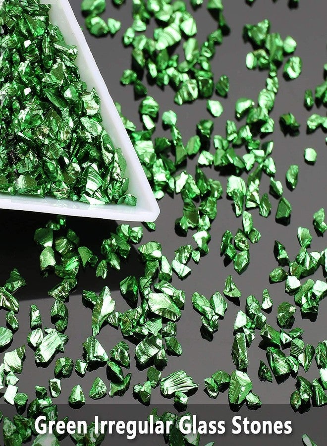 BONNY BOXX Irregular Crushed Glass Chips Sprinkles, 100g Metallic Chunky Glitter Stones for Nail Art, Resin Mold Filler, DIY Crafts, Vase Filler, Jewelry Making (Green) - Image 3