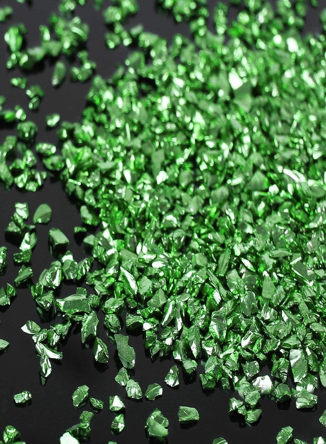 BONNY BOXX Irregular Crushed Glass Chips Sprinkles, 100g Metallic Chunky Glitter Stones for Nail Art, Resin Mold Filler, DIY Crafts, Vase Filler, Jewelry Making (Green) - Image 1