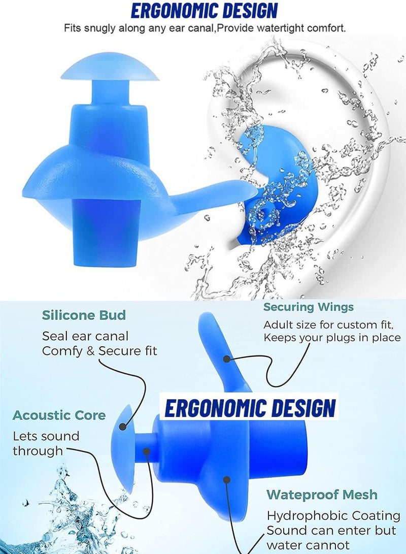 قطوب عالية الجودة سيليكون سدادات الأذن للسباحة ، الغطس ، الغوص ، دش ، ركوب الأمواج وغيرها من الرياضات المائية للأطفال والكبار . - Image 3