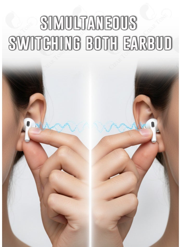 الذاكرة السريعة سماعات أذن لاسلكية حقيقية – ٣ ساعات من التشغيل لكل شحنة | ٢٥ ساعة من التشغيل الإجمالي مع العلبة | تحكم باللمس، هيكل ABS وعلبة سيليكون مقاومة لبصمات الأصابع | متوافقة مع جميع أجهزة بلوتوث. - Image 4