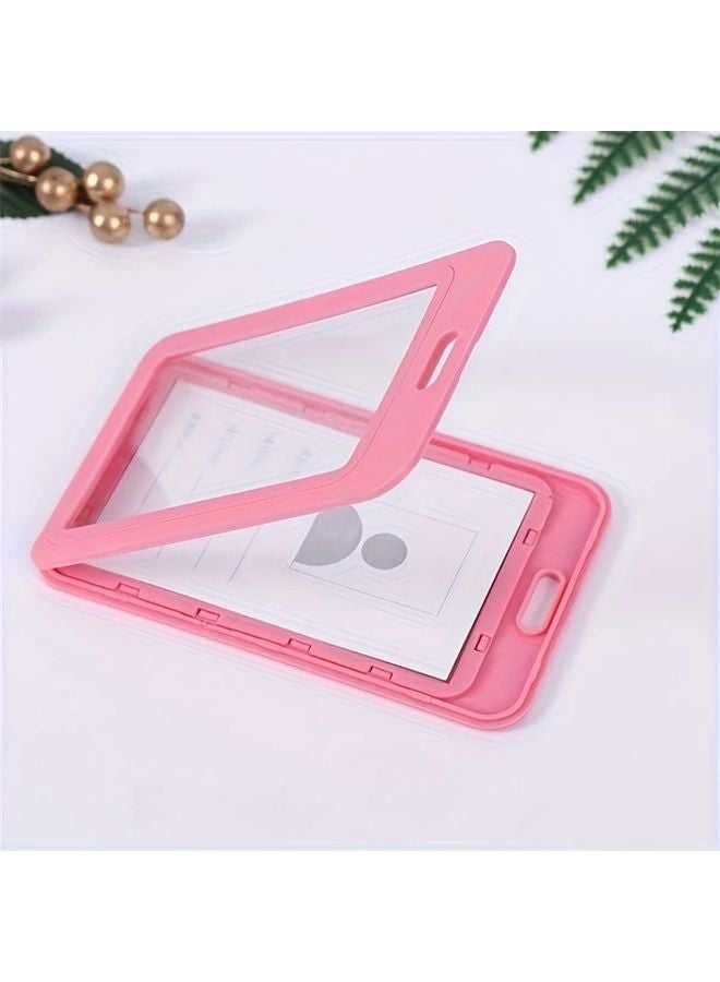 أغلفة بطاقة الهوية الأفقية الزرقاء 5 قطع شفافة من البولي بروبيلين مزدوجة الجوانب لحاملي الشارات للعمل والمدرسة والحرم الجامعي والدخول والخروج - Image 4