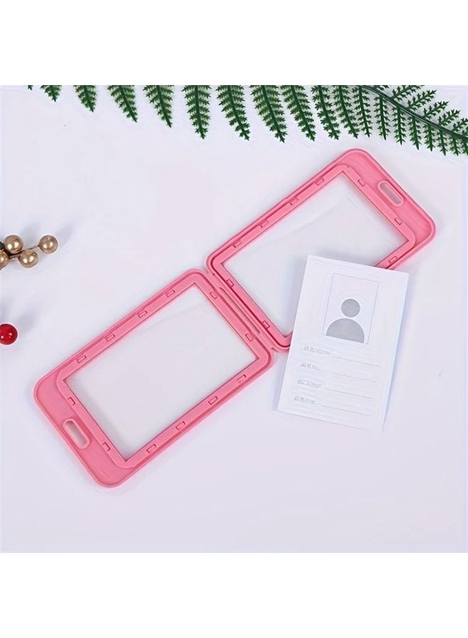 أغلفة بطاقة الهوية الأفقية الزرقاء 5 قطع شفافة من البولي بروبيلين مزدوجة الجوانب لحاملي الشارات للعمل والمدرسة والحرم الجامعي والدخول والخروج - Image 5