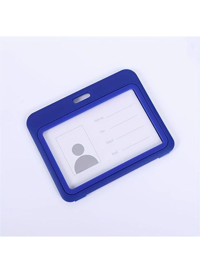 أغلفة بطاقة الهوية الأفقية الزرقاء 5 قطع شفافة من البولي بروبيلين مزدوجة الجوانب لحاملي الشارات للعمل والمدرسة والحرم الجامعي والدخول والخروج - Image 1