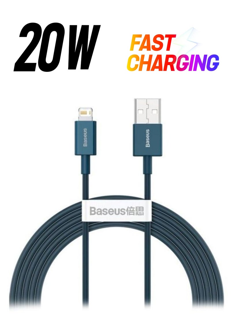 بيسوس باسيوس كيبل USB إلى IP 2.4A 2 متر (أزرق) أزرق - Image 1